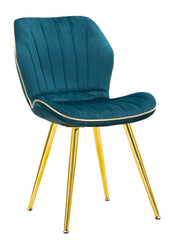 Chaise Paris Velours Sarcelle pieds dorés