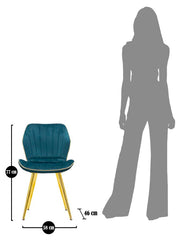 Chaise Paris Velours Sarcelle pieds dorés