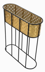 Porte-vase ovale métal doré et support métal noir