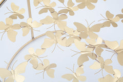 Table basse ronde Papillons Métal doré Verre