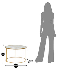 Table basse ronde Papillons Métal doré Verre