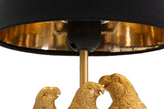 Lampe de chevet Perroquets Métal Doré abat-jour Tissu Noir