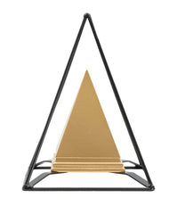 Objet décoratif double pyramide Dorée et pieds Noir