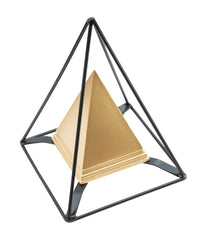 Objet décoratif double pyramide Dorée et pieds Noir