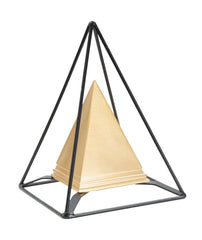 Objet décoratif double pyramide Dorée et pieds Noir