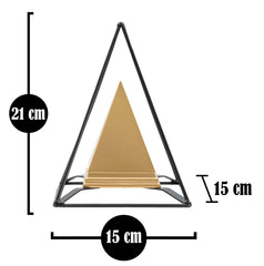 Objet décoratif double pyramide Dorée et pieds Noir