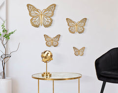 Ensemble de papillons muraux 3D or décoratifs 4 pièces