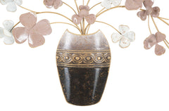 Panneau mural décoratif Vase 3D en Fer avec fleurs