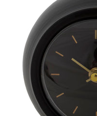 Horloge de table ronde métal doré et verre Noir