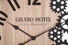 Horloge murale ronde mécanisme bois naturel