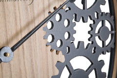 Horloge murale ronde mécanisme bois naturel