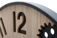 Horloge murale ronde mécanisme bois naturel