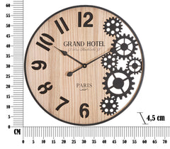 Horloge murale ronde mécanisme bois naturel
