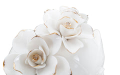 Vase Femme Masque avec Couronne de Fleurs et Décorations Dorées