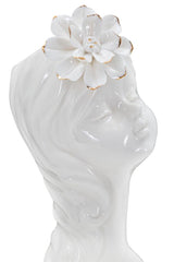 Vase en forme de buste Fille Céramique Blanc avec Fleur