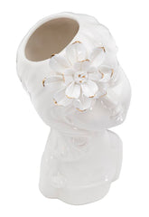 Vase en forme de buste Fille Céramique Blanc avec Fleur