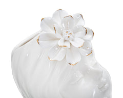 Vase en forme de buste Fille Céramique Blanc avec Fleur