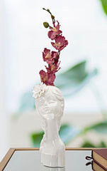 Vase en forme de buste Fille Céramique Blanc avec Fleur
