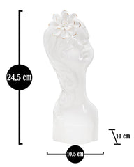 Vase en forme de buste Fille Céramique Blanc avec Fleur