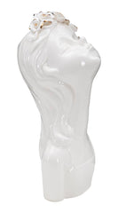 Vase buste jeune fille avec couronne de fleurs Blanc