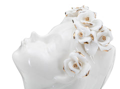 Vase buste jeune fille avec couronne de fleurs Blanc