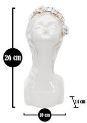Vase buste jeune fille avec couronne de fleurs Blanc