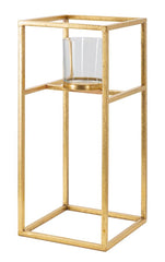 Bougeoir en métal doré avec verre carré