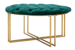 Pouf Velours Synthétique Matelassé Métal Doré