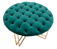 Pouf Velours Synthétique Matelassé Métal Doré