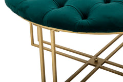 Pouf Velours Synthétique Matelassé Métal Doré