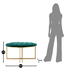 Pouf Velours Synthétique Matelassé Métal Doré