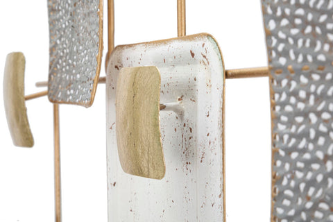 Panel decorativo de pared 3D de hierro con formas geométricas oro y negro