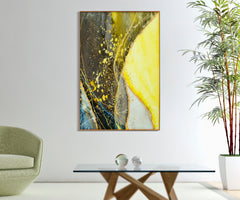 Panneau mural décoratif Sunny Verre avec cadre métal doré