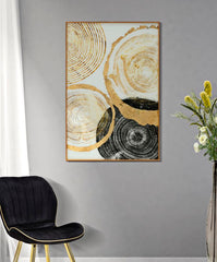 Panneau mural décoratif en verre Woody cadre métal doré