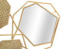 Miroir mural géométrique métal doré