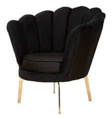 Fauteuil Vienne Tissu Noir pieds métal doré