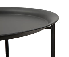 Table ronde Osaka Métal Noir et Paille de Vienne