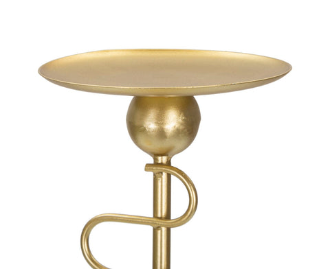 Candelabros de metal dorado Alid 2 piezas líneas sinuosas