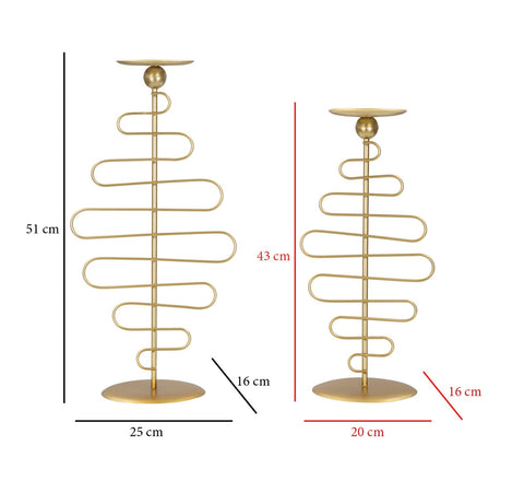 Candelabros de metal dorado Alid 2 piezas líneas sinuosas