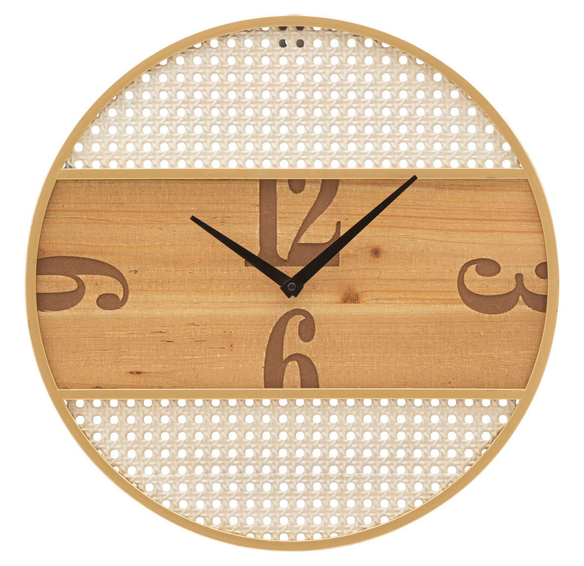 Horloge murale ronde Fuji Bois et paille de Vienne