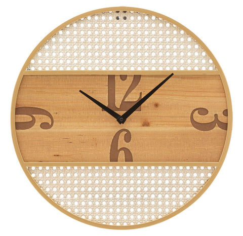 Horloge murale ronde Fuji Bois et paille de Vienne