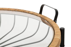 Table basse ronde Cebu Verre et tissage en rotin pieds métal Noir