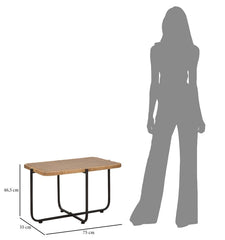 Table basse rectangulaire CEBU Métal Noir et Rotin tissé
