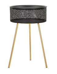 Table ronde Blacky Métal Noir pieds Dorés