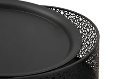Table ronde Blacky Métal Noir pieds Dorés
