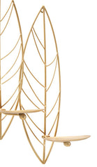 Porte-bougie mural métal doré design feuilles 5 bougies