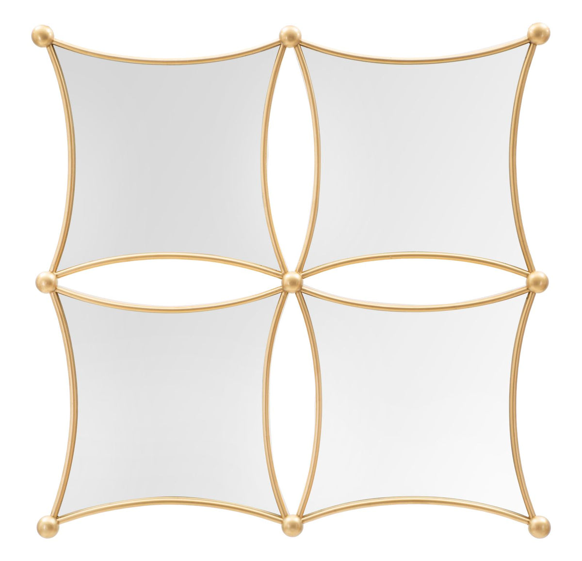 Espejo de pared geométrico JALO metal dorado 4 espejos
