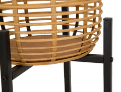 Ensemble de porte-vases ronds en rotin pieds métal Noir