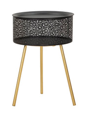 Table ronde Blacky Métal Noir et Pieds Dorés