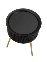 Table ronde Blacky Métal Noir et Pieds Dorés